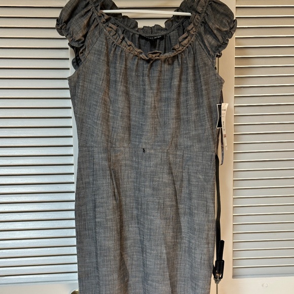 Madison Leigh Lightweight Dress Medium Gray Gathered Cap Sleeves 12 NWT - Picture 2 of 16